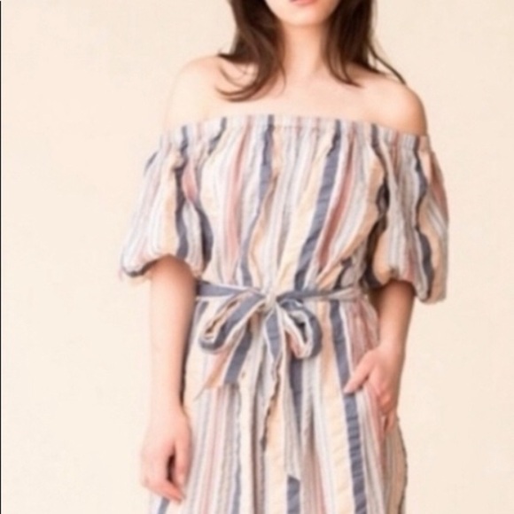 Ulla Johnson Elan Sky Striped Seersucker Wide Leg Jumpsuit Size 4 - Picture 5 of 8